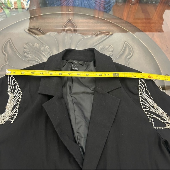💎Forever 21 Black Blazer with Silver Embellishments Large Ladies - Picture 5 of 10